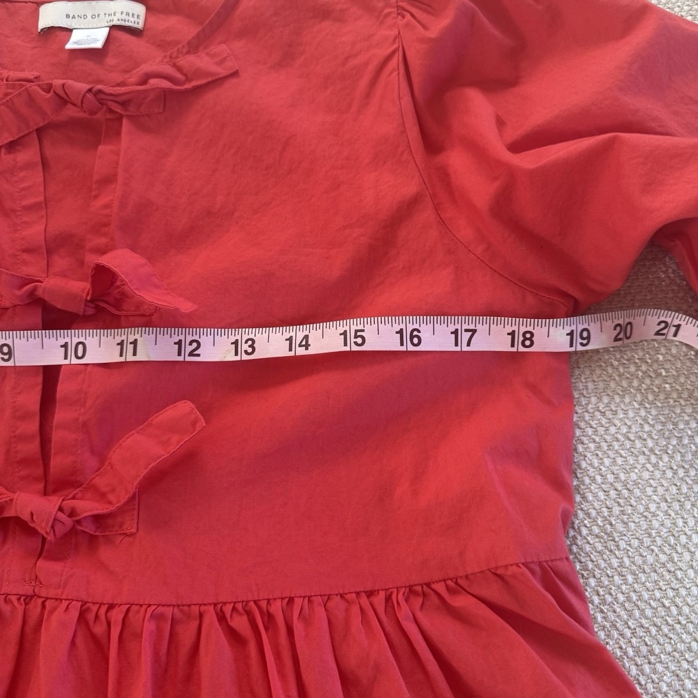 Band of the Free Scarlet red bow mini dress Tie Front Size Medium - Picture 11 of 12